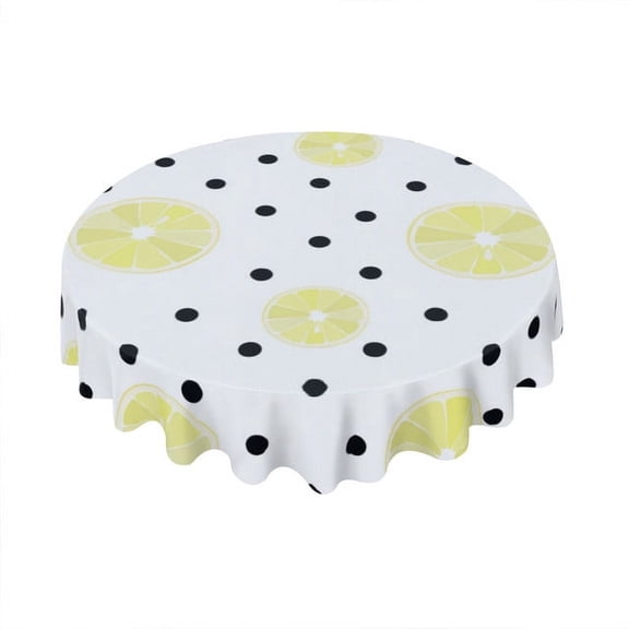 Eveokoki Tablecloth Round 60 Inch Watercolor Table Cloth Waterproof Fabric Farmhouse Lemon Tablecloths Decorative for Holiday Home Party