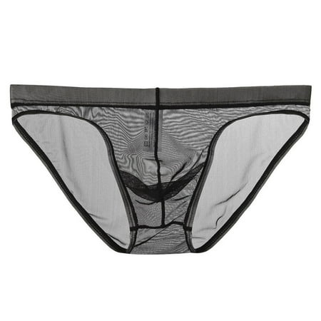

YFMALL Men Underpants Breathable U Convex Trendy Male See-through Net Yarn Ultra Thin Briefs