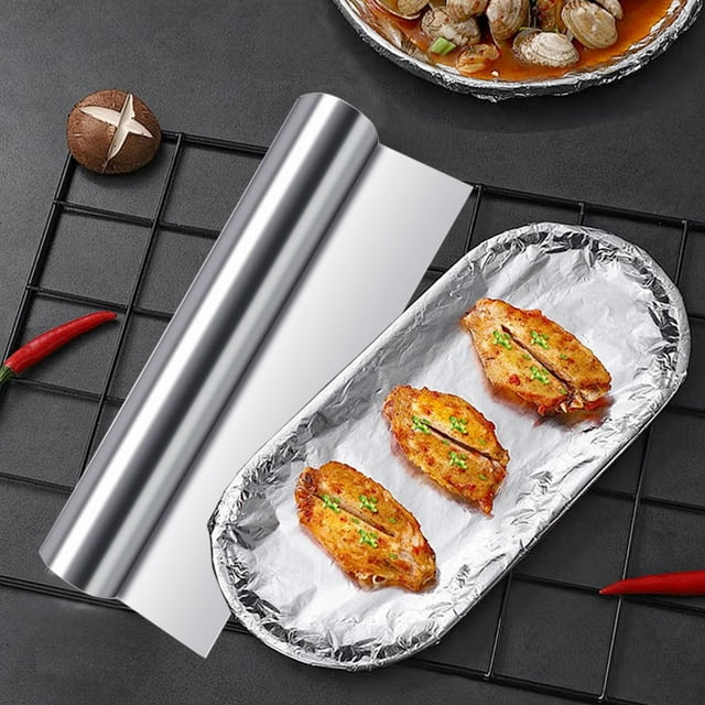 Xihbxyly Papel de Aluminio para Barbacoa, Resistente a Altas Temperaturas, Práctico de Doble Cara, Versátil En La Cocina, Compatible con Horno y Freidora de Aire, Incluye Pincel para Aceite, Tamaño 1