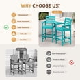 thumbnail image 3 of RIAFUN HDPE Height Bar Stools Set of 2 with Removable Connecting Table, Weather Resistant Outdoor Tall Adirondack Chairs with Umbrella Hole for Patio, Poolside, Garden, Turquoise, 3 of 11