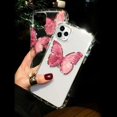 thumbnail image 3 of for iPhone 8 Plus/iPhone 7 Plus Case for Women Clear Silicone Cute Glitter Bling Rhinestone Diamond Crystal Transparent with Butterfly Pattern Luxury Soft Thin Slim Case for iPhone 8 Plus Pink, 3 of 5