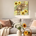 thumbnail image 6 of Sunflower Bee Kind Canvas Wall Art for Living Room, Vintage Yellow Floral Bees White Daisy Brown Wooden Grain Poster Print Painting for Bedroom Office Home Decor Wall Pictures Prepare To Hang 16"x16", 6 of 9