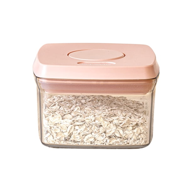 Tanque De Almacenamiento Recipiente de plástico rosa de 1 pieza con tapa hermética para organizar la despensa (550 ml) Rkxzt