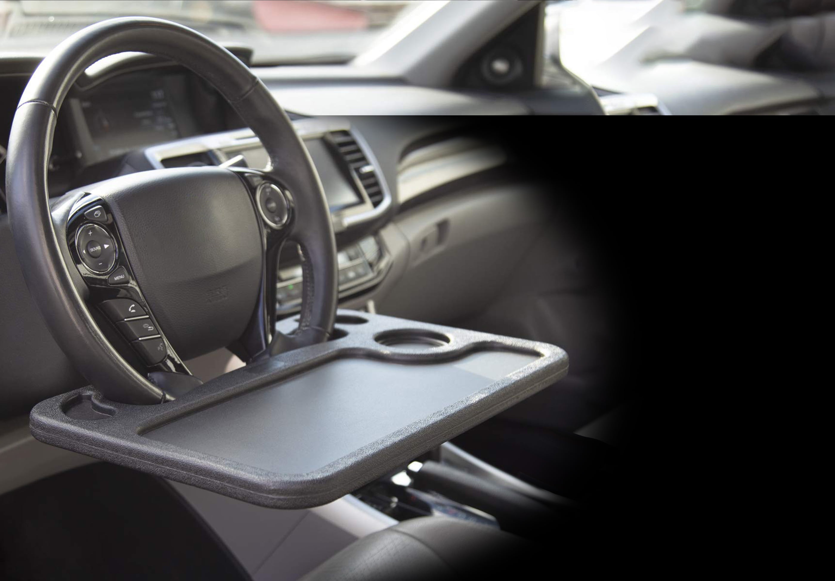 Auto Drive Reversible Steering Wheel Table Desk for Cars and Trucks, Mobile Office, Black