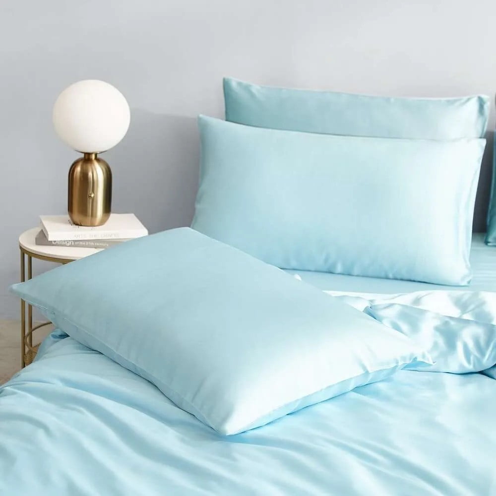 Bamoso 100% Bamboo Sheets - King Size, Cooling, Soft & Breathable, Deep Pockets (Light Blue)