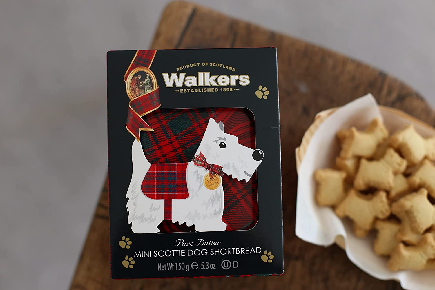 Walker's Shortbread Mini Scottie Dog Shaped Cookies, Pure Butter Shortbread Cookies, 5.3 Oz Box