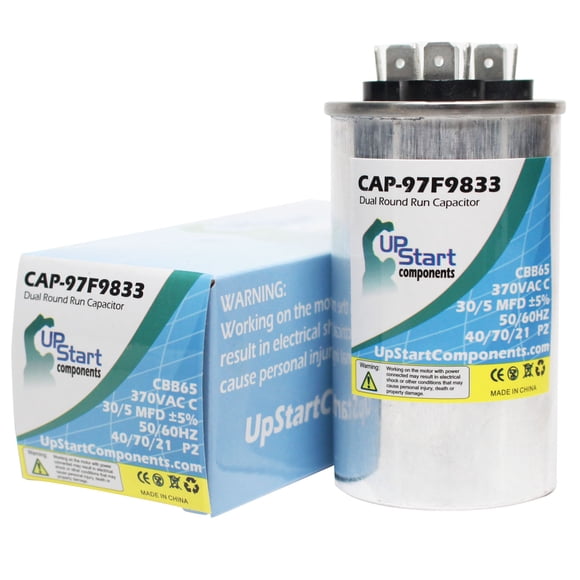 30/5 MFD 370 Volt Dual Round Run Capacitor Replacement for Coleman / York HIRA024S06D - CAP-97F9833, UpStart Components Brand