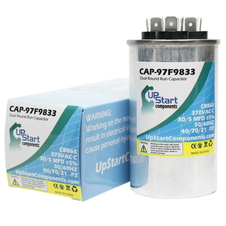 

30/5 MFD 370 Volt Dual Round Run Capacitor Replacement for Goodman / Janitrol CKL24-1L - CAP-97F9833 UpStart Components Brand