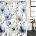 thumbnail image 3 of Blue Grey Spring Floral Waterproof Fabric Shower Curtain,Summer Flowers Botanical Waterproof Fabric Shower Curtain for Bathroom Curtains Bathtubs Hotel Shower Curtains with 12 Hooks Extra Long 72x84, 3 of 8
