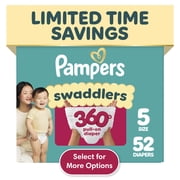 Pampers Swaddlers 360 Baby Diapers Size 5, 52 Count (Select for More Options)