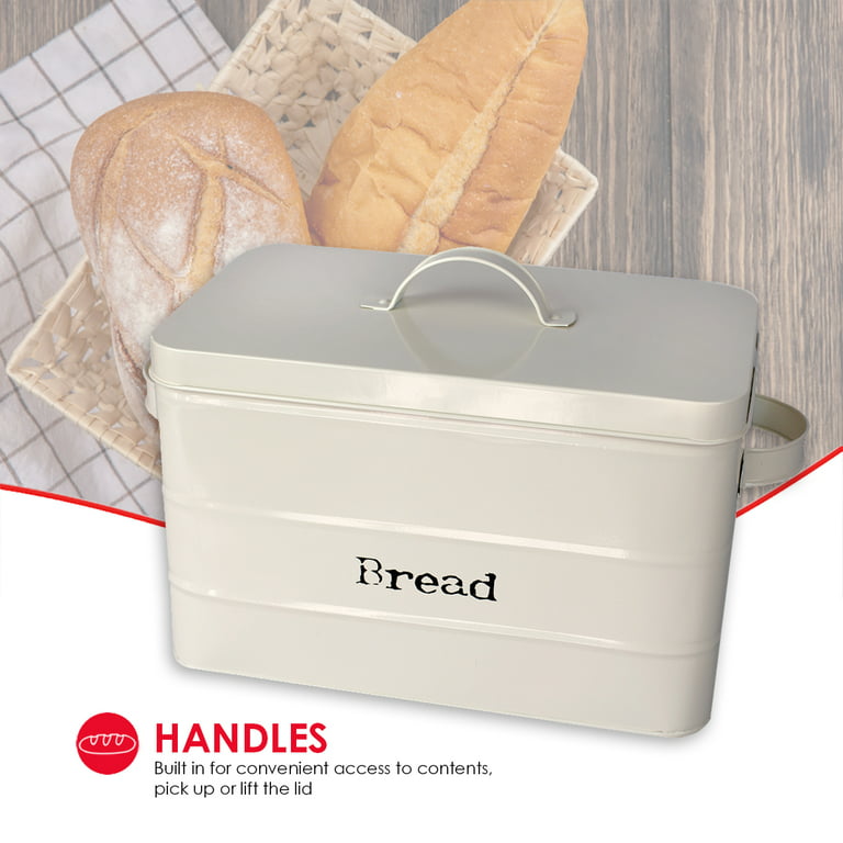 Home Basics Tin Bread Box, Ivory 