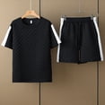 thumbnail image 1 of TIMIFIS Ensemble Court pour Hommes Noir Tenue 2 Pcs Survêtement Manches Courtes Mode Décontractée Boutons Imprimé Plage Col Rabattu Ensemble Manches Courtes - Automne, 1 of 4