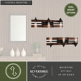 thumbnail image 4 of Carrington 3 Light Black and Solid Wood Walnut Finish Slat Farmhouse Bathroom Vanity Fixture, 4 of 11