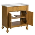 thumbnail image 5 of 30-inch Walnut Bathroom Vanity with Seashell Resin Sink, Flip-Up Storage & Soft-Close Doors - Compact Vanity for Small Bathrooms, Space Saving Design, 5 of 8