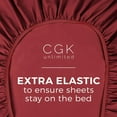 thumbnail image 5 of CGK Linens Hotel Luxury Single Fitted Sheet Only - Twin Size Wrinkle-Resistant Bottom Sheet, Fits Mattress Up To 16", Burgundy, 5 of 6