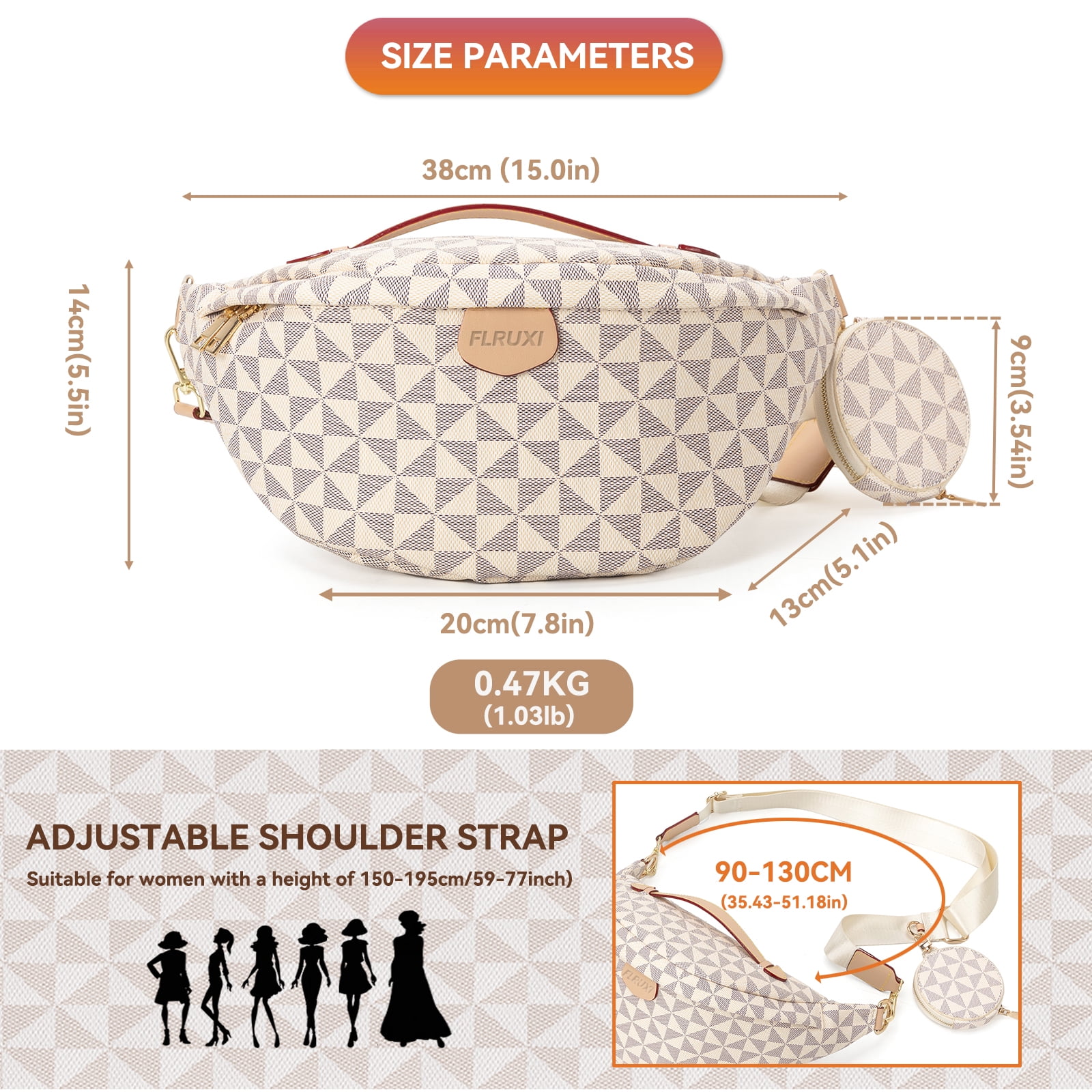 Crossbody Sling Bag-Windmill pattern Belt Chest Bum Bag Checkered for Women's Daily Shopping & Travel