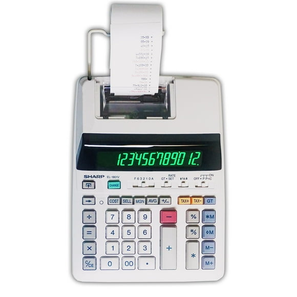Calculadora de impresión Sharp EL-1801V Ink, 12 dígitos, AC