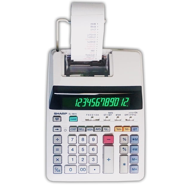 Calculadora de impresión Sharp EL-1801V Ink, 12 dígitos, AC