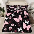 thumbnail image 2 of Feelyou Kawaii Pink Butterfly Full Size Sheets for Teen, Cartoon Cherry Blossoms Bed Sheets, Tribal Mandala Style Sheet Sets, Luxury Bedroom Decor, 4pcs, 2 of 7