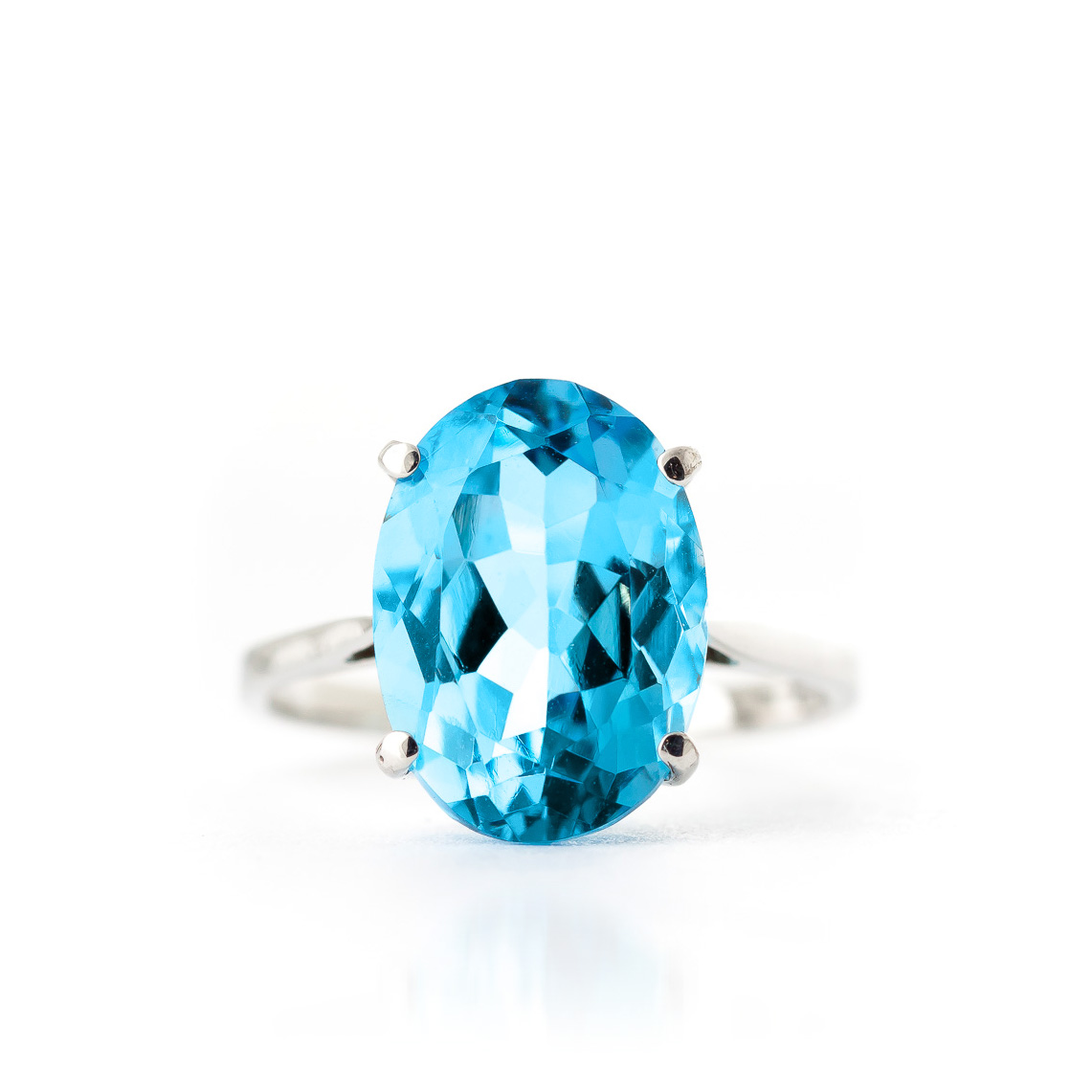 Galaxy Gold 8 Carat 14k Solid White Gold Ring Natural Oval Blue Topaz (10) - image 4 of 5