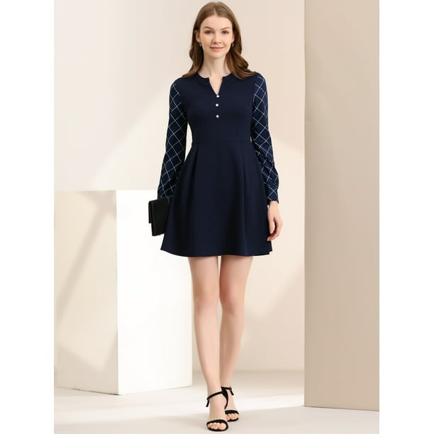 Vestido manga larga azul new arrivals