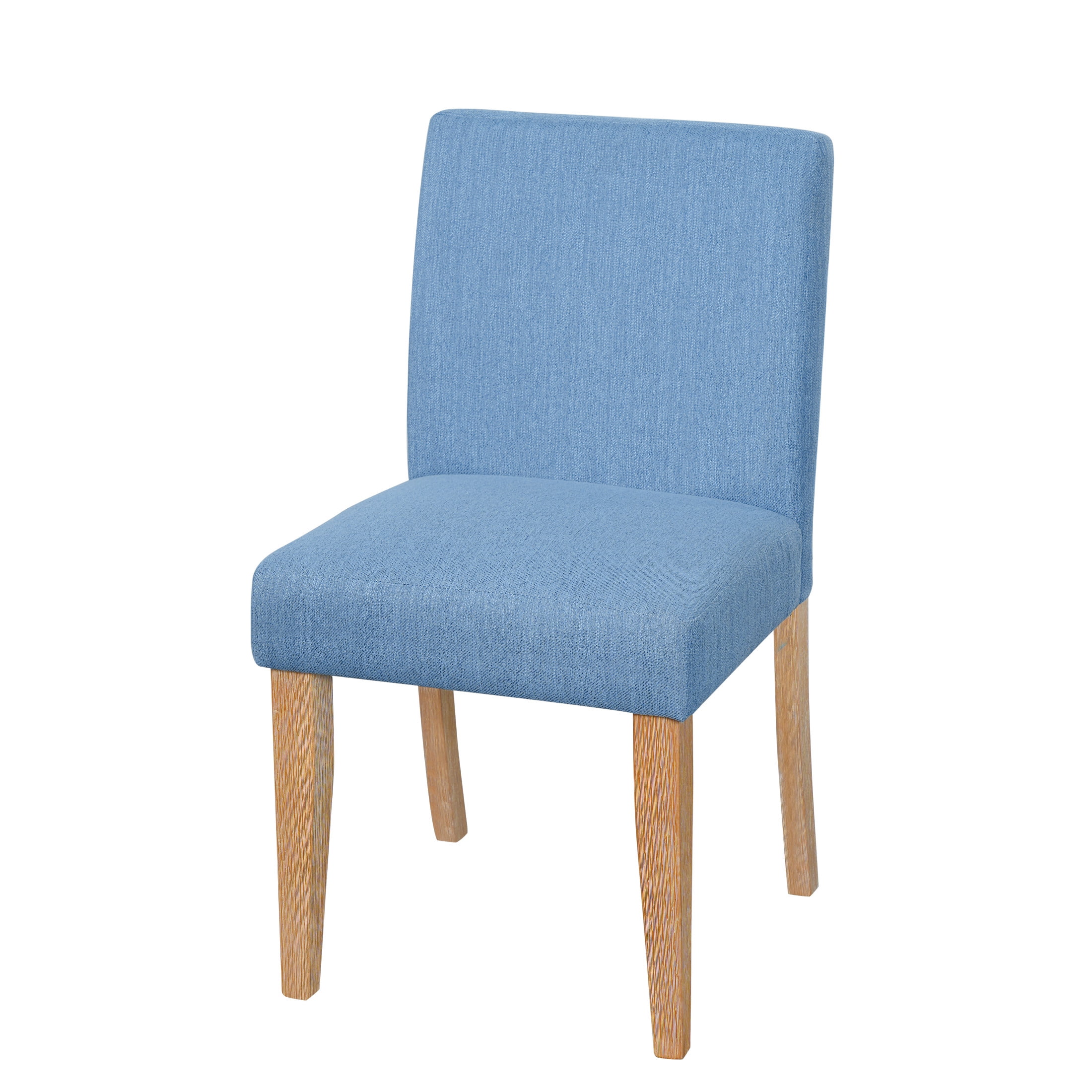 Christopher Knight Home Set of 4 Upholstered Dining Chairs with Solid Wood Legs, Natural + Slate Blue