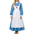 thumbnail image 3 of Women's Vintage Nurse Costume Historical Dress with Apron Long Sleeve Retro Uniform for Halloween Cosplay Medical Roleplay Outfit Pioneer Victorian Adult Suit, 3 of 8