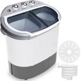 thumbnail image 1 of Pyle Compact Home Washer & Dryer, 2 in 1 Portable Mini Washing Machine, Twin Tubs, 11lbs. Capacity, 110V, Spin Cycle w/Hose, Translucent Tub Container Window, Ideal for Smaller Laundry Loads, Gray, 1 of 5