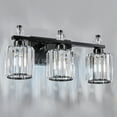 thumbnail image 4 of LMQNINE Modern Bathroom Vanity Lights 3-Light Over Mirror,Dimmable and Moisture-Resistant,Crystal,Black Finish, 4 of 8