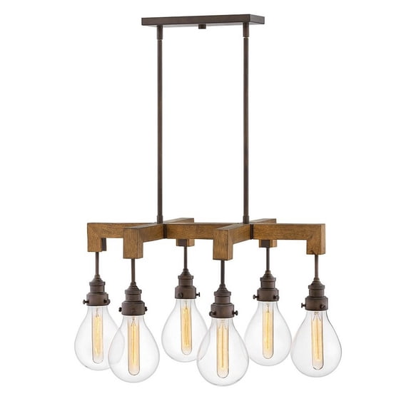 3268IN Hinkley Lighting Denton - 6 Light Medium Linear Chandelier in Rustic-Industrial-Scandinavian Style - 29.75 Inches Wide by 16.25 Inches