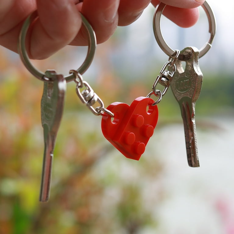 Heart Keychain for Couples Boyfriend Girlfriend Lego Key Chain