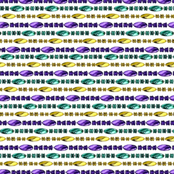 48" Swirl Metallic Purple, Gold and Green Mardi Gras Beads - Dozen (12 Necklaces)