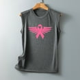 thumbnail image 4 of Chandails de Sensibilisation au Cancer du Sein pour Femmes, Col Ras du Cou, Blouse Basique Imprimée Sans Manches, Débardeur Décontracté d'Été pour l'Entraînement, 4 of 5
