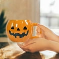 thumbnail image 4 of TIELUTT Unique Pumpkin Shape Ceramic Coffee Mug with Handle Fall Thanksgiving Themed Cup for Hot Beverages Pool Glasses and Platters Coffee Cups Mugs Bulk Kitchen Cup Set Mugs Tumbler Set for Kitchen, 4 of 5