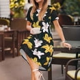 thumbnail image 3 of Fotbe Lilies Flowers Pattern Dress Casual Womens Fashion Short Sleeve Maxi Dress T Shirt Dress Striped Long Color Block Maxi Dress, 3 of 6