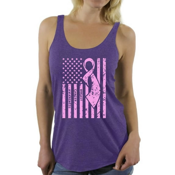 Awkward Styles Women's Breast Cancer Awareness Graphic Racerback Tank Tops Pink Ribbon