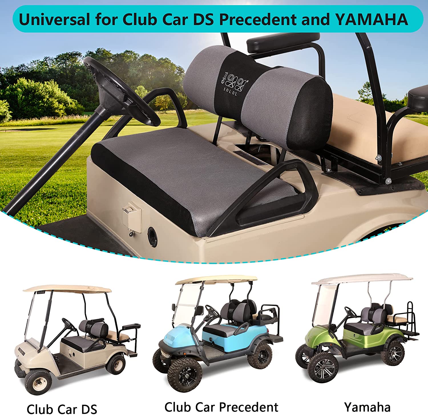 10L0L Golf Cart Seat Cover Fit Club Car Precedent Yamaha, Washable