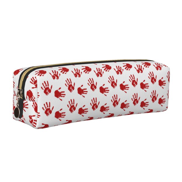 Easygdp Bloody Hand para Estuche de Lápices de Cuero, Estuche de Papelería de Cuero, Estuche de Gran Capacidad con Cremallera