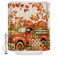 thumbnail image 2 of Orange Truck Fall Waterproof Fabric Shower Curtain, Autumn Floral Pumpkins Harvest Shower Curtain for Bathroom Curtains Bathtubs Hotel Washable Shower Curtains with 12 Hooks Stall 54x78in, 2 of 6