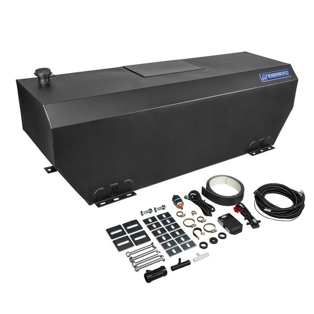 Transfer Flow Réservoir de Carburant Auxiliaire 0800116755 TRAX 4; Approuvé à Point pour Alimentation Directe dans le Réservoir de Carburant OEM; Diesel; Capacité de 75 Gallons; Rectangulaire; Enduit de Poudre; Noir; Acier Aluminisé; avec Bouchon de Verrouillage