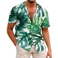 thumbnail image 2 of VATAPA Funky Hawaiian Shirt for Men Tropical Print Lapel Button Down Shirts Short Sleeve Casual Aloha Shirt Summer Loose Beach Tops Camisas de playa para hombre Green XXXL, 2 of 5
