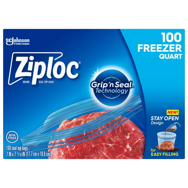 Ziploc Gallon Food Storage Freezer Bags, Grip 'n Seal Technology, 28 Ea