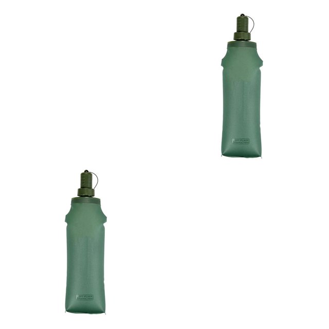 Soidarity Botella de agua Plegable Boca ancha Bolsa reutilizable Caminar Senderismo Correr Escalada Botellas Contenedor Verde 500ml Verde 500ml 2piezas