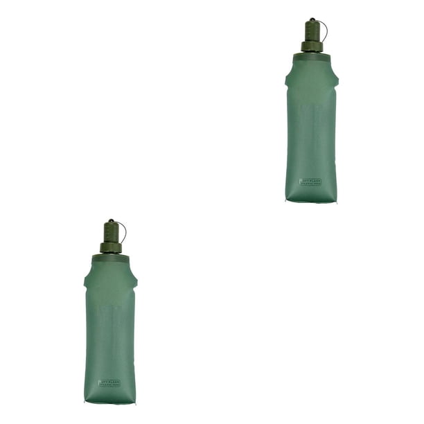Soidarity Botella de agua Plegable Boca ancha Bolsa reutilizable Caminar Senderismo Correr Escalada Botellas Contenedor Verde 500ml Verde 500ml 2piezas