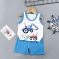 thumbnail image 6 of kpoplk Toddler Baby Boy Clothes Outfits Sleeveless Tops Striped Shorts Summer Baby Boys Clothes Set(White,1-2 Y), 6 of 9