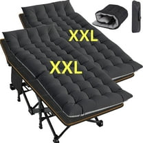 MOPHOTO Oversized 2PK Folding Camping Cot for Adults, XXL Outdoor Portable Camp Bed with Carry Bag, Oxford Strong Heavy Duty Sleeping Cots with Mattress