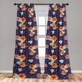 thumbnail image 2 of Flowers Window Curtains, Watercolor Blossoms and Leaves Botanical Vintage Design Ornament Print, Lightweight Decor 2-Panel Set with Rod Pocket, Pair of - 28"x84", Quartz Orange and Blue, by Ambesonne, 2 of 3