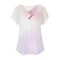 thumbnail image 5 of Wycnly Summer Tops for Women T Shirts for Women Plus Size Comfy Breathable Button up Cowl Neck Tunic Tops 2024 Fashion Gradient Tee Shirts Girls V-Neck Short Sleeve Tunic Top Flash Deals, 5 of 5
