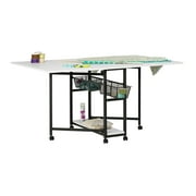 Sew Ready Mobile Fabric Cutting Table with Storage 30" H in Charcoal/White
