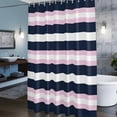 thumbnail image 3 of Navy Blue Pink Stripe Shower Curtains for Bathroom, Modern Abstract Washable Fabric Shower Curtain with Hooks Waterproof Bathroom Decor Sets, 72 x 72 Inches, 3 of 9
